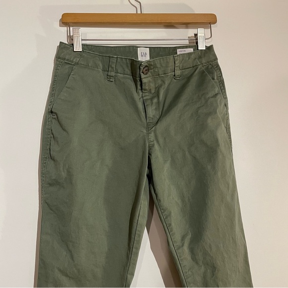 GAP Green Girlfriend Khaki Chino Cotton Pants 2 Petite Army Green - Picture 3 of 10
